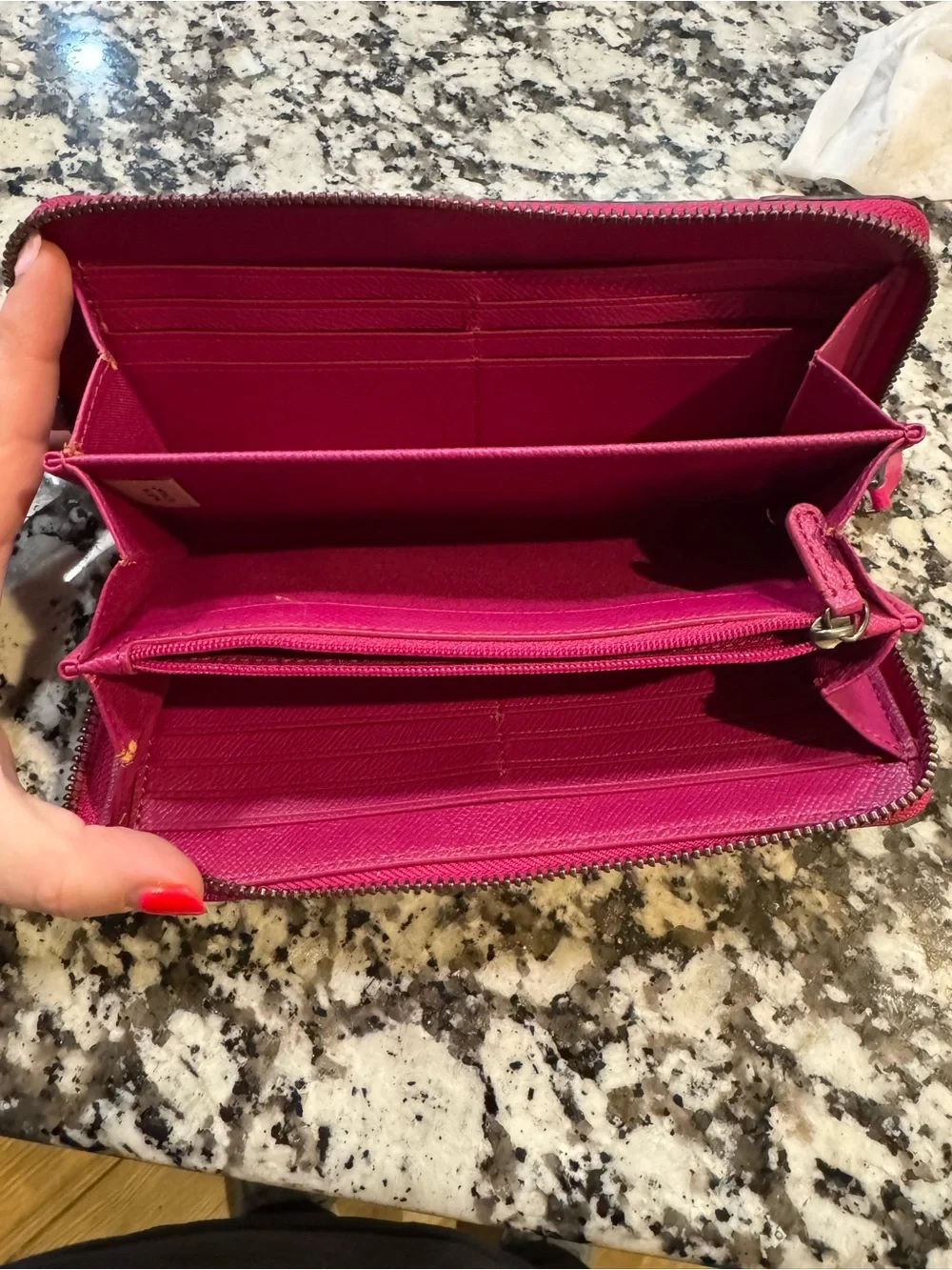 Coach Mickie Accordion Zip Around Wallet Pebbled Leather F52645 Pink